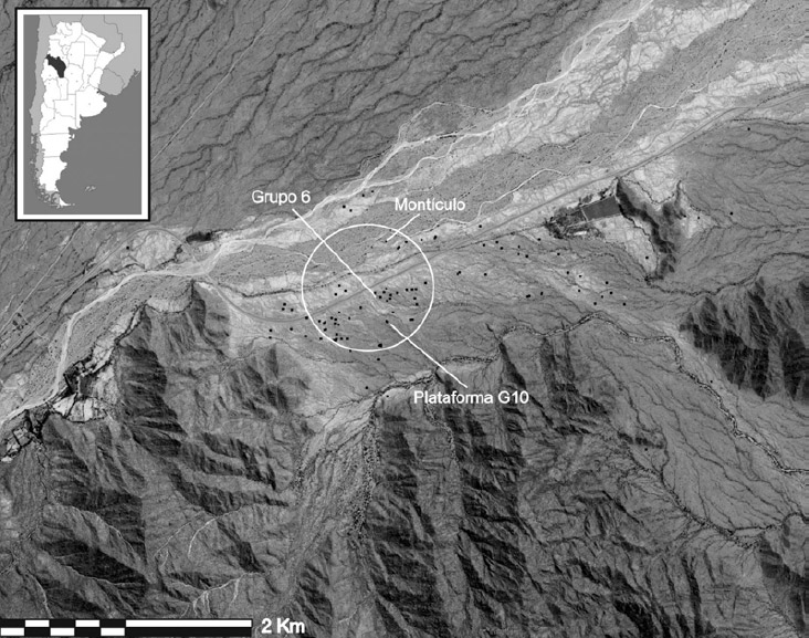 Figura 5. Imagen satelital con la ubicación del sitio La Cuestecilla y las aldeas circundantes