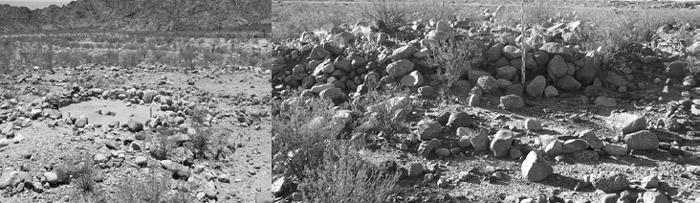 Figura 7. Imagen de una unidad doméstica R3 correspondiente al Grupo 6 (en proceso de excavación) y de la pequeña plataforma que los enfrenta