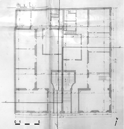 Figura 8. Planta baja de la vivienda, 1888 (Fuente: Archivo de la Ciudad IM, Caja 19C)