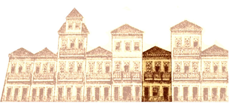 Figura 1. Parte do casario da Rua dos Ourives ilustrada por Fragoso (1874)