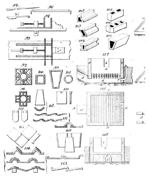 Figura 5. Tejas planas con gancho. Fuente: Espinosa, P. C. 1859: 369