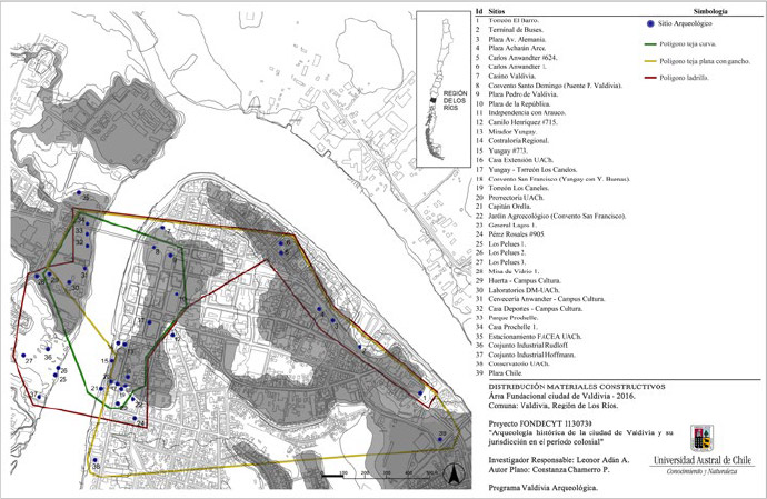 Figura 20. Polígonos de distribución de materiales constructivos en la ciudad de Valdivia