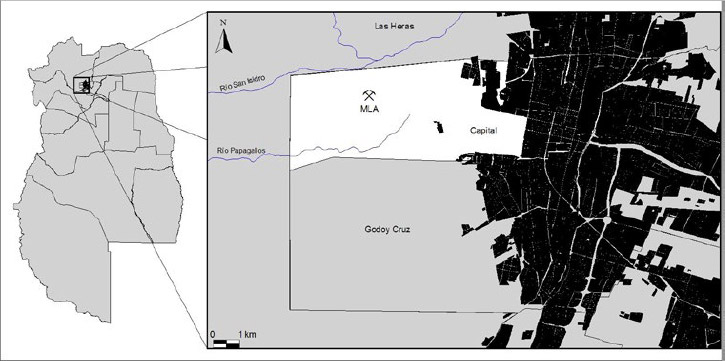 Figura 1. Mapa norte de Mendoza y el sector de MLA