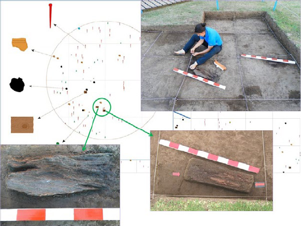 Figura 9. Zona de concentraciones de material. Se indican los tipos