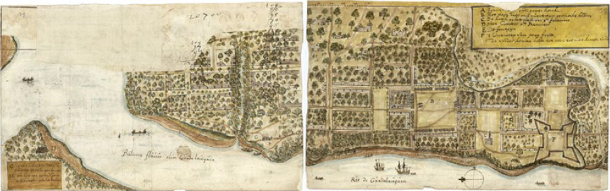 Figura 8. Plano holandés de la ciudad de Valdivia (ca. 1643), Universidad de Göttingen, Alemania. Gentileza (versión digital): Ricardo Mendoza R. Director Museo Castillo de Niebla, DIBAM