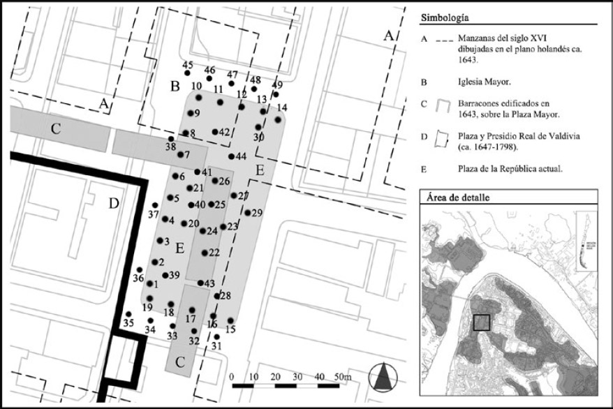 Figura 10. Excavaciones en sitio Plaza de La República de Valdivia