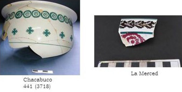 Figura 19. Restos de bacinillas de loza provenientes de los puntos arqueológicos Chacabuco 441 y La Merced