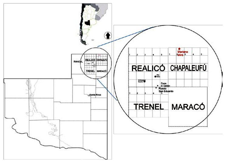 Figura 1. Mapa del área de trabajo con los sitios arqueológicos mencionados en el trabajo