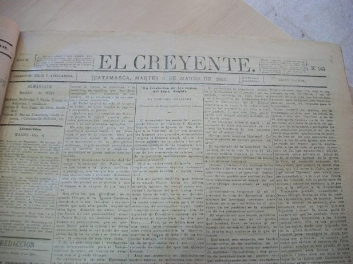 Figura 3. Diario El Creyente de la Ciudad de Catamarca del día 6 de marzo de 1883