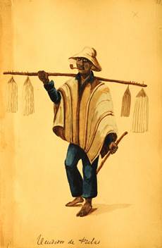 Figura 6. Ilustración de un vendedor de velas del Siglo XIX, realizado por Pancho Fierro