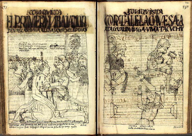 Figura 10. Representaciones de pecheras en dibujos de Guamán Poma de Ayala (Adaptado de “Guaman Poma, Nueva corónica y buen gobierno (1615)”, por R.Adorno, 2004