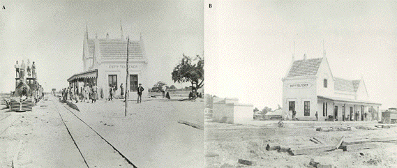 Figura 4. a: Estación Télfener vista desde el norte; b: Estación Télfener vista desde el sur.Fuente: Museo Nacional Ferroviario