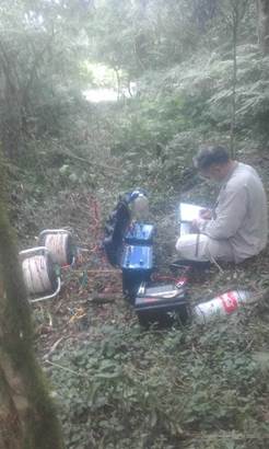 Figura 3. Equipo de SEV desplegado en el cauce del Arroyo Tranquitas Departamento de Burruyacú, Tucumán (García, 2019)