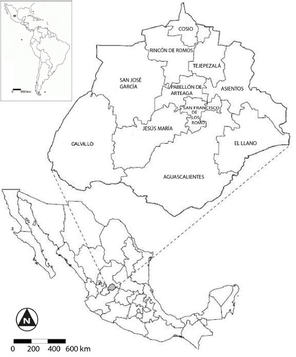 Figura 1. Ubicación de Aguascalientes en la República Mexicana