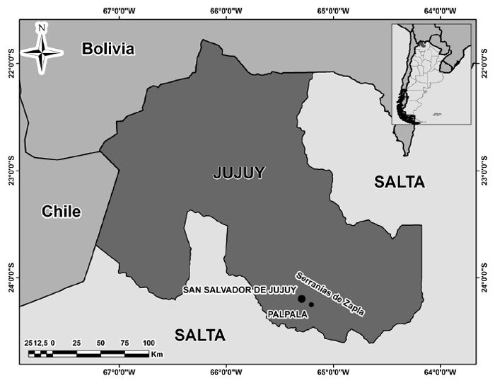 Figura 1: El escenario en el que se movieron los protagonistas de este crimen, queda comprendido entre San Salvador de Jujuy, las Serranías de Zapla y el pueblo de Palpalá.